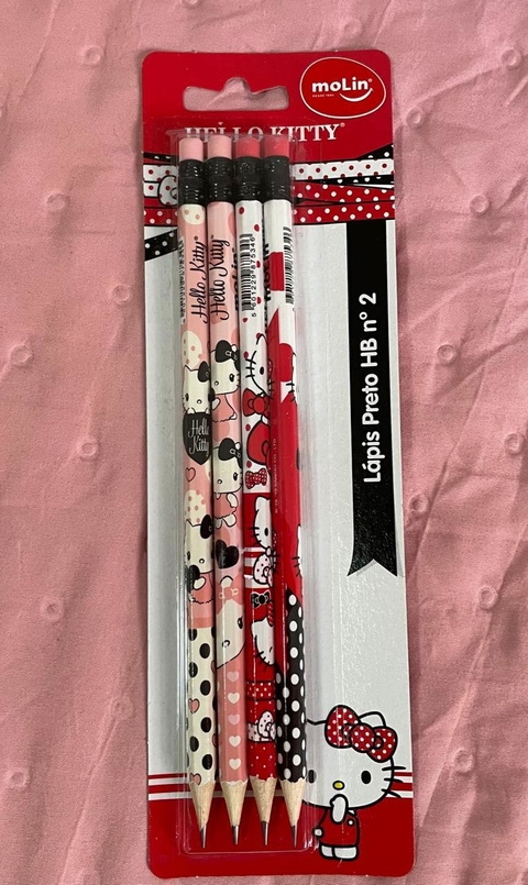 Kit c/4un Lápis Preto N.2 Hello Kitty Sortido - Molin