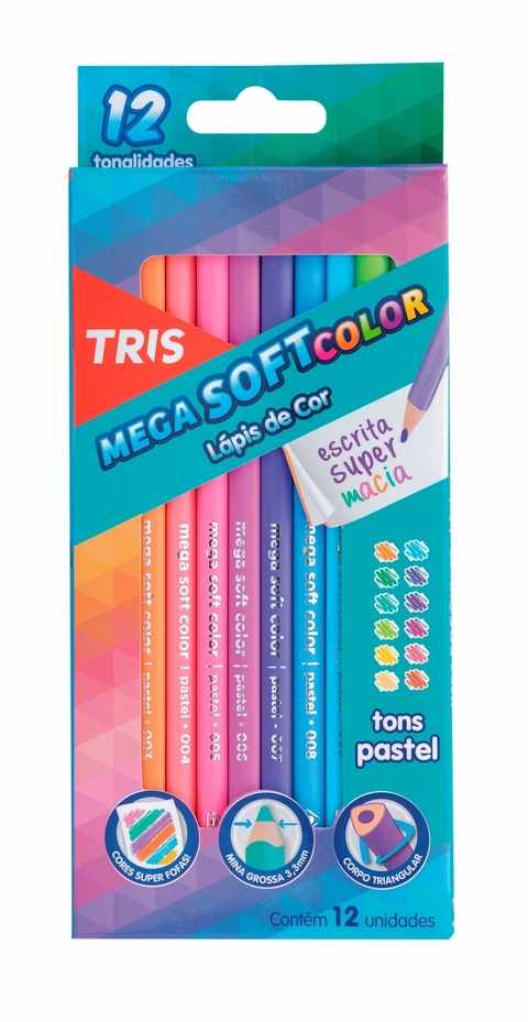 Lápis De Cor Pastel 12 cores - TRIS