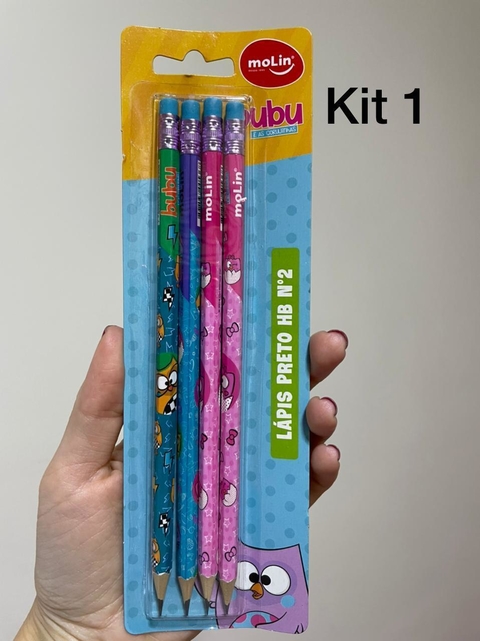 Kit c/4un Lápis Preto N.2 Corujinha BUBU Sortido - Molin