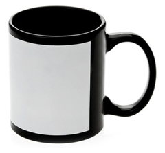 Caneca Preta com tarja branca - Personalizada