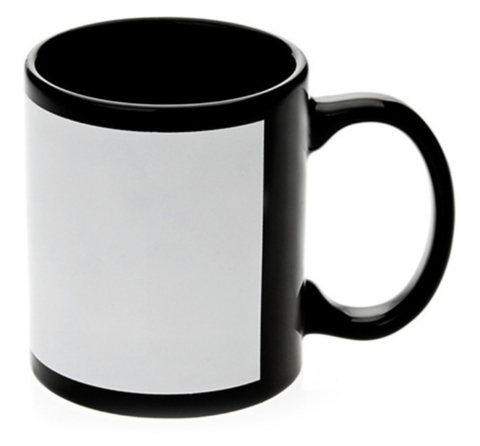 Caneca Preta com tarja branca - Personalizada