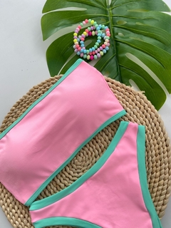 Biquíni Top Faixa Bicolor- Rosa Bebê - Gesummer Moda Praia