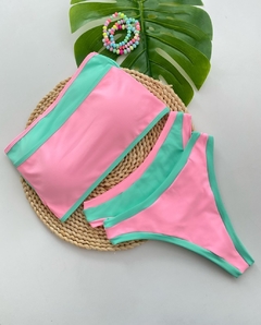 Biquíni Top Faixa Bicolor- Rosa Bebê - loja online