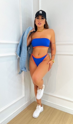 Biquíni Top Faixa Bicolor - Azul Royal - loja online
