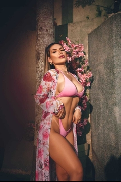 Saída de Praia Tulum Floral Rosa - comprar online