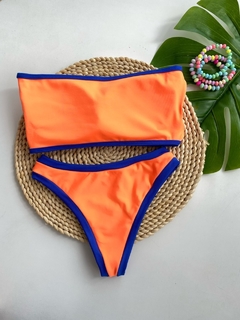 Biquíni Top Faixa Bicolor - Laranja Neon - Gesummer Moda Praia