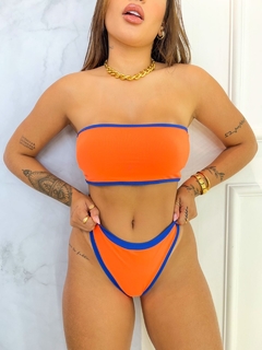 Biquíni Top Faixa Bicolor - Laranja Neon