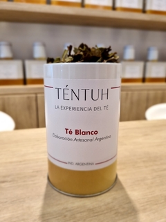 LATA DE 50 GR DE TÉ BLANCO ARGENTINO EN HEBRAS PURAS ENTERAS