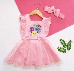 romper vestido rosa com saia tutu Bolofofos mesversario aniversario