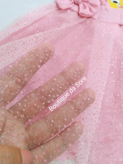 romper vestido rosa com saia tutu Bolofofos mesversario aniversario