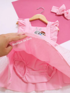 romper vestido rosa com saia tutu Bolofofos mesversario aniversario