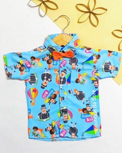 camisa-infantil-com-gravata-laranja-mundo-bita-balao-pipa-festa-aniversario