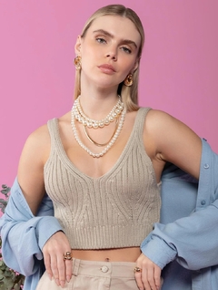 Regata Biamar modelagem cropped de algodão com decote v 11603 - comprar online