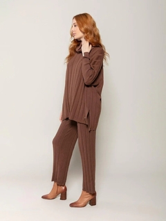 Blusa algodão oversized com gola ampla e manga de cava caída canelada Biamar 11657 - comprar online