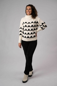 Blusa Biamar com padronagem geométrica, gola rolê e mangas de cava quadrada 11778 na internet