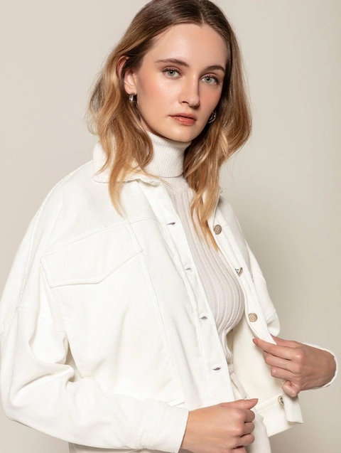 Casaco de veludo cropped com bolsos laterais Biamar 11583 - comprar online