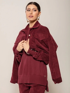 Casaco de veludo cropped com bolsos laterais Biamar 11583 - Moda Urbana | Tendências da Moda Feminina 