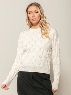 Blusa com textura, gola redonda e mangas de cava quadrada Biamar 11833 na internet
