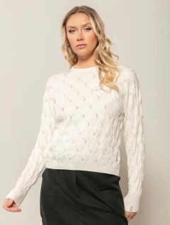 Blusa com textura, gola redonda e mangas de cava quadrada Biamar 11833 na internet