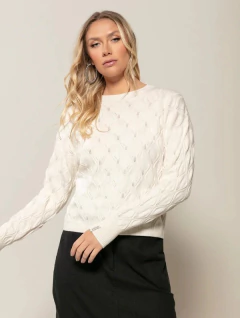 Blusa com textura, gola redonda e mangas de cava quadrada Biamar 11833