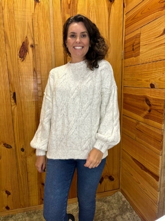 Blusa com gola redonda, ponto trançado largo e punhos canelados Biamar 11861 - Moda Urbana | Tendências da Moda Feminina 