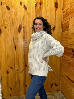 Blusa alongada com gola removível, fenda lateral e punhos canelados Biamar 11889 - loja online