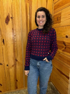 Blusa cropped em fio pluma com padronagem geométrica Biamar 11905 na internet