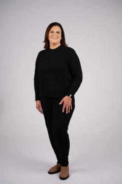 Blusa oversized alongada com tecimento em tranças e gola redonda Biamar 11912 na internet