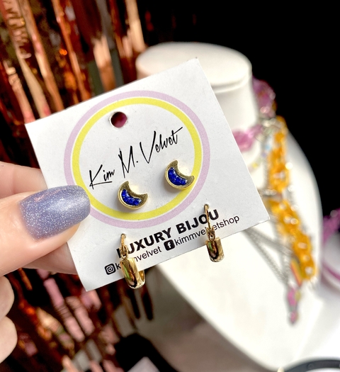 Set aros lunas cristal