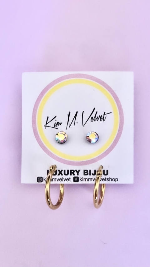 Set aritos acero dorado