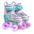 Patins Quad Roller Arco Iris Rainbowstars com LED em todas as rodinhas + KIT PROTEÇÃO!!! - comprar online