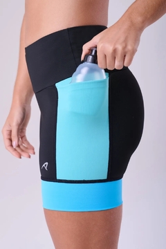 BERMUDA GRIT BOSSA 15CM - PRETO / VERDE AGUA / AZUL CLARO - Raça Store