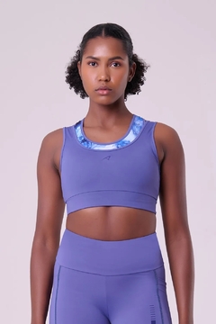 TOP SIGNATURE SAMBA 2 EM 1 DUPLA FACE AZUL ESCURO / ESTAMPA GLACIAL - loja online