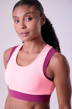TOP SIGNATURE SAMBA 2 EM 1 DUPLA FACE BORDO / CORAL FLUOR - comprar online