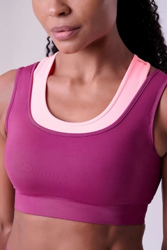 TOP SIGNATURE SAMBA 2 EM 1 DUPLA FACE BORDO / CORAL FLUOR