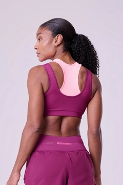 TOP SIGNATURE SAMBA 2 EM 1 DUPLA FACE BORDO / CORAL FLUOR - Raça Store