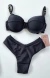 Conjunto de biquíni meia taça alça bolinha Preto