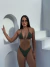 Conjunto de biquíni cortininha Lurex verde militar