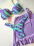 Conjunto de biquíni meia taça zebra roxo e azul