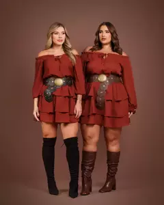 VESTIDO MANGA LONGA COM BABADO