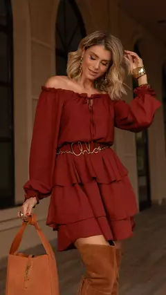 VESTIDO MANGA LONGA COM BABADO - comprar online