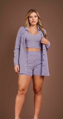 Conjunto Camisa Marinha Top e Shorts - comprar online