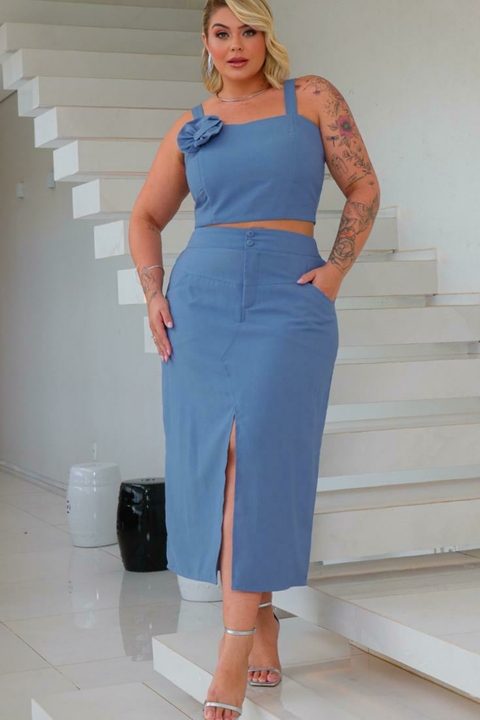 Conjunto Saia MIdi Flor