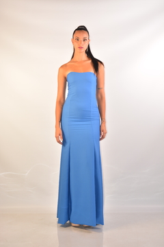 Vestido strappless - Azul