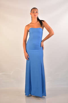 Vestido strappless - Azul - tienda online