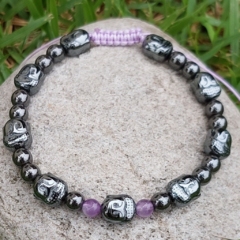 pedra-natural-hematita-ametista-buda-pulseira-meditação