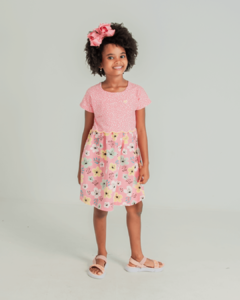 Vestido Rosa Estampado - Elian - comprar online
