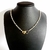 Colar de pérolas e dois corações longo 60cm folheado a ouro 18k