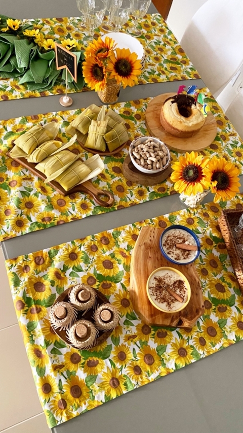 TRILHO GIRASSÓIS AMARELO E BRANCO