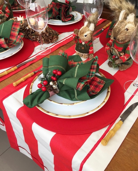 TRILHO LISTRAS VERMELHO E BRANCO